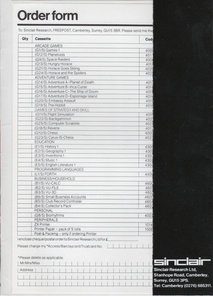 ZX Spectrum Software Catalogue June 1983