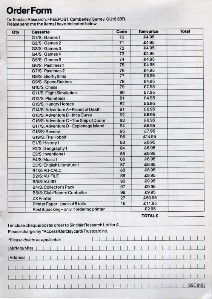 ZX Spectrum Software Catalogue September 1982