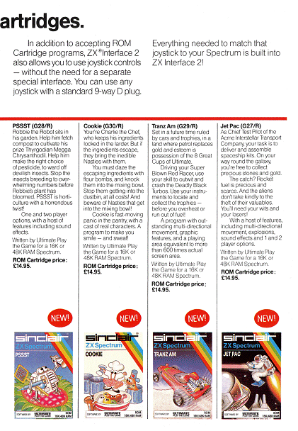 Sinclair ROM Cartridge Software Catalogue