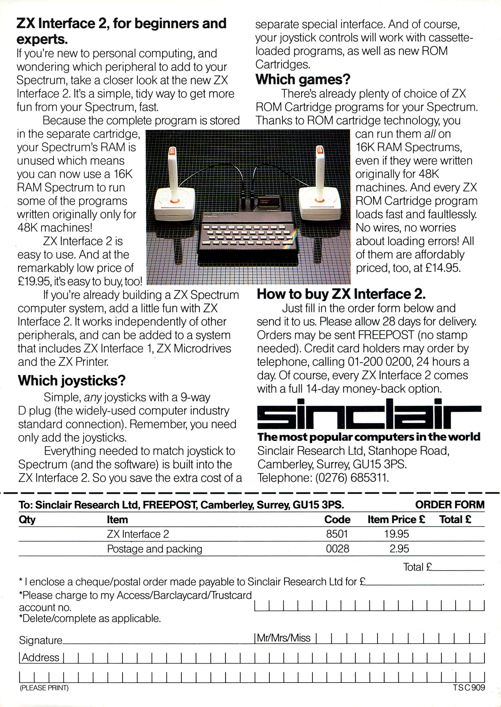 ZX Interface 2 Advert