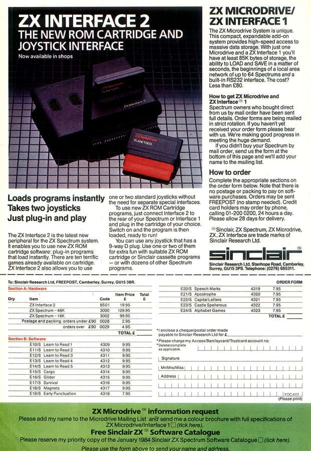 ZX Interface 2 Advert