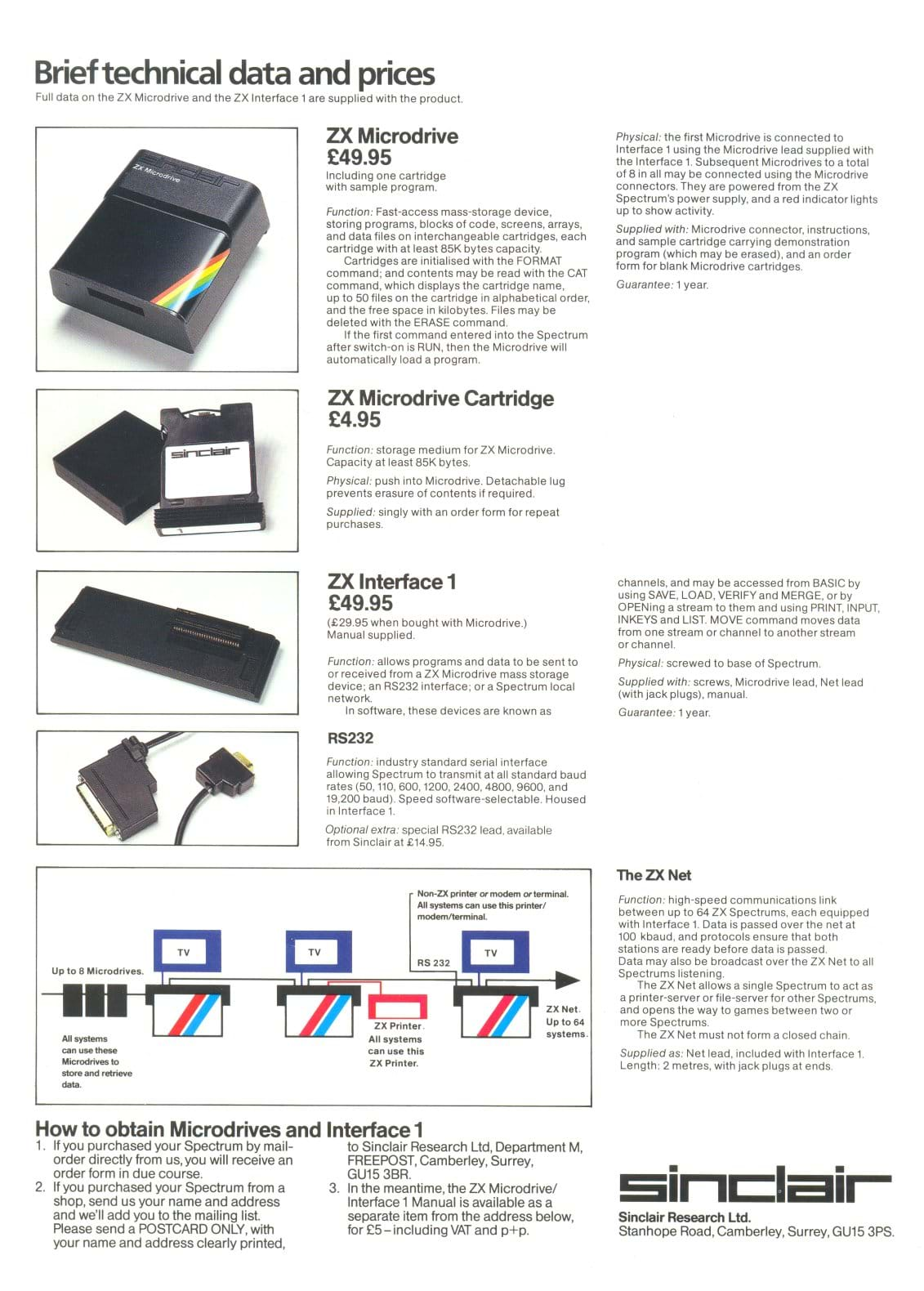 ZX Interface 1 and Micrdrive Leaflet Back