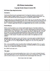 ZX Printer Instructions