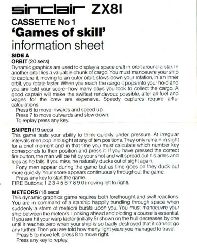 ZX81 Games 1